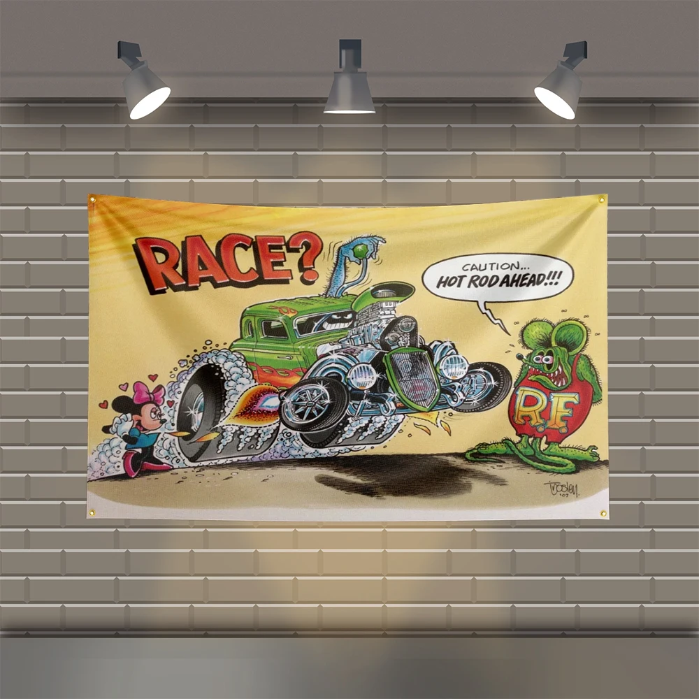 3x5 Ft Ratte Fink Meine Garage Vintage Flag Polyester Printed Flags for Room Garage Decor