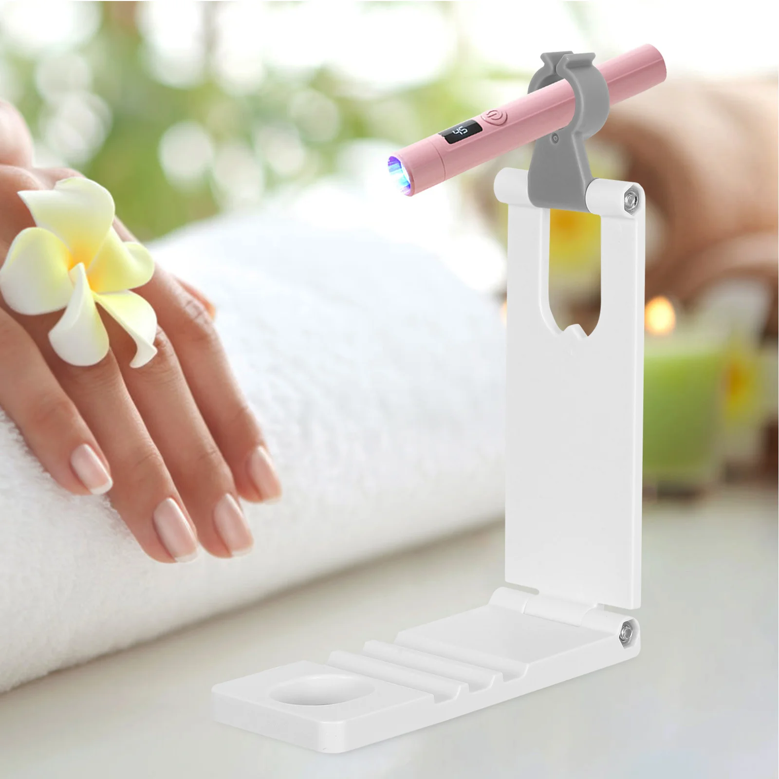 Nagellampstandaard Verstelbare draaibare beugel 2,1 cm lus Draagbare nageldrogerhouder Manicure Gelnagels Thuisgebruik