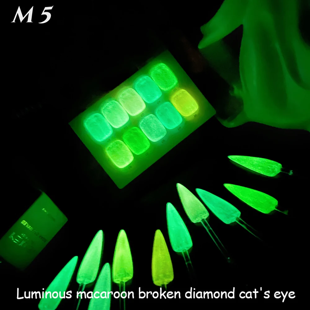 Vendeeni 10 Colors Luminous Broken Diamond Cat Eye Gel Nail Polish Glitter Macaron UV Soak Off Gel Lacquer Magnetic Gel Varnish