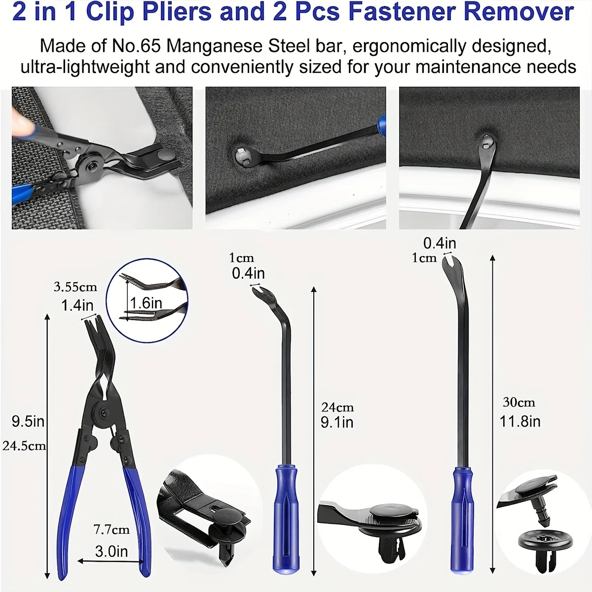 19-teiliges Trim-Entfernungswerkzeug-Set und Clip-Zange, Polsterentferner, Nylon-Set zum Entfernen von Autopaneelen mit tragbarer Aufbewahrungstasche – Detail 3
