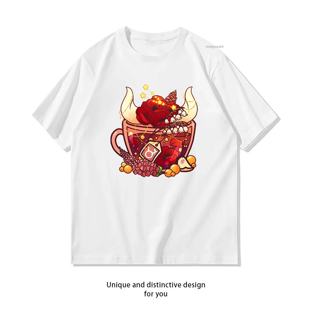 Taurus Zodiac Teacup T-shirt woman man Casual cotton graphic t shirts Adult streetwear camisetas tops tee Short-sleev