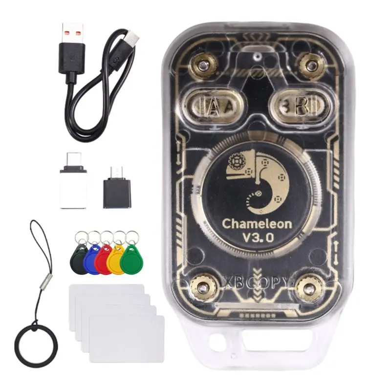 【MUST-HAVE】Chameleon V3.0 125K 13.56Mhz RFID Smart Chip Reader Emulator+ 5XUID Keychain/4XCUID Card ID IC Tag Copyer Read Wr
