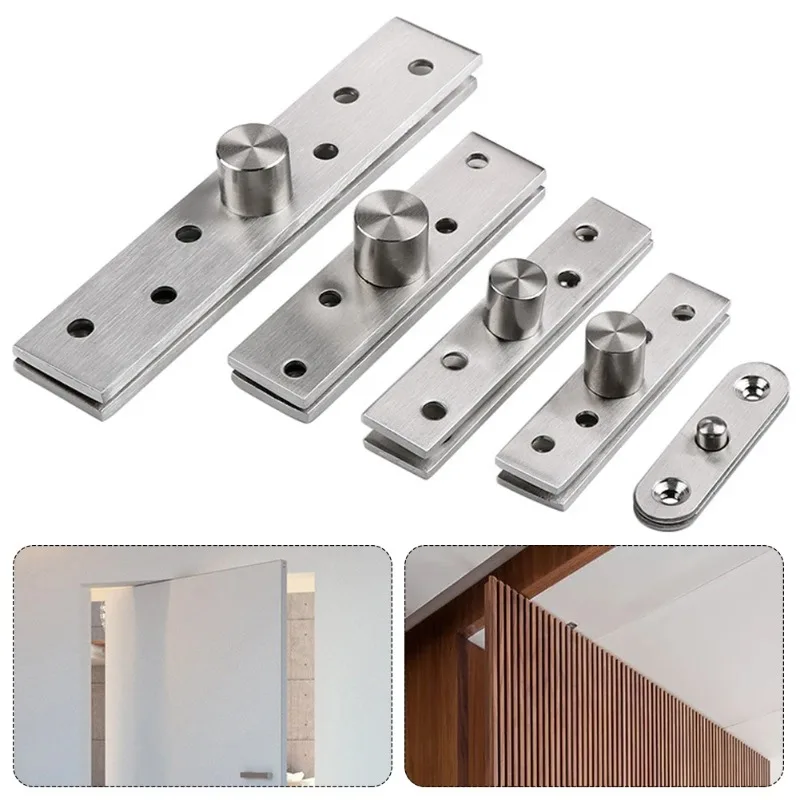 4 pièces en acier inoxydable 360 °   Charnières rotatives, pivot réglable dissimulé pour porte d'armoire (antirouille robuste)