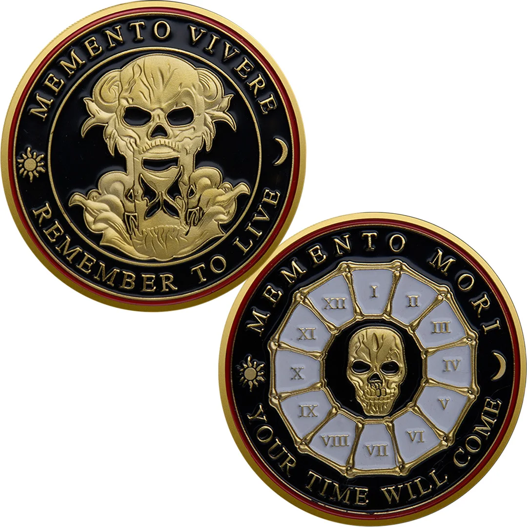 تذكر أن يعيش Memento Vivere Souvenir Coin مطلية بالذهب Memento Mori وقتك سوف يأتي عملة تذكارية