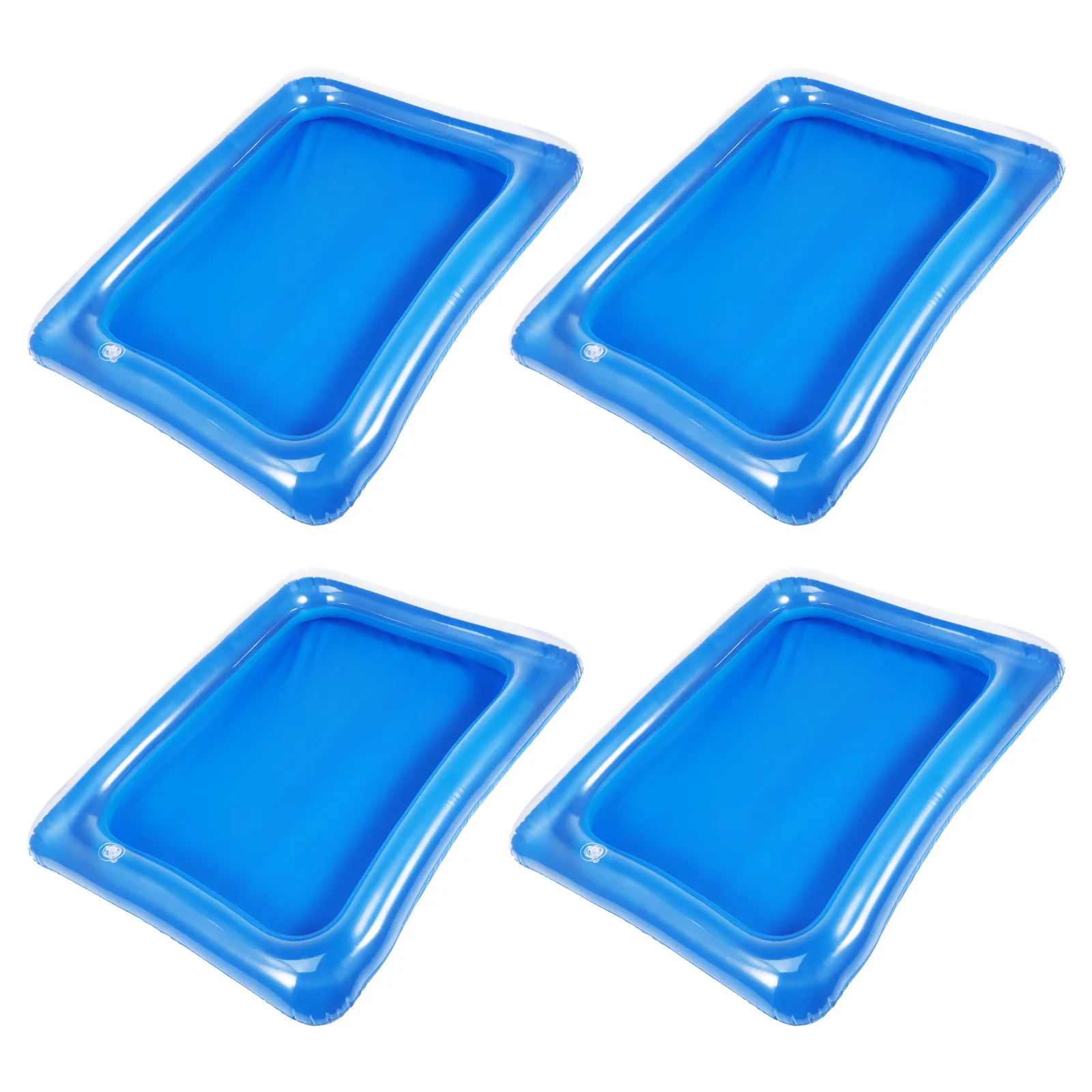 

4 Pcs Inflatable Ice Bar Sand Tray 60x45cm Transparent Blue Party Cooler Food Server Portable Storage Lightweight