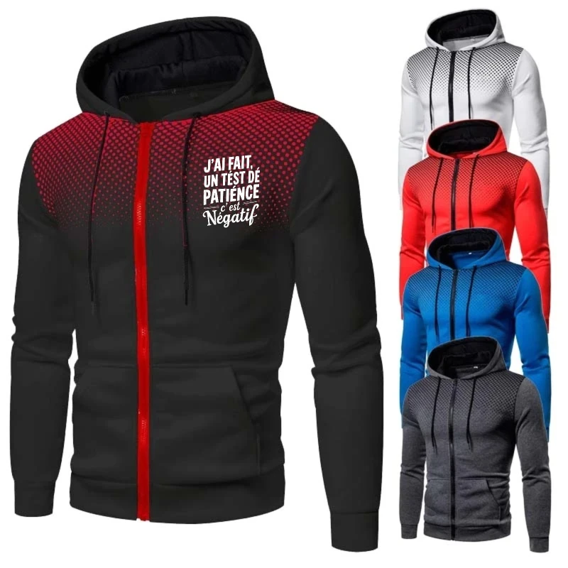 

Men's Hooded Jacket Set Black Red Gradient Printed I Took a Patience Test and It Was Negative Casual Sportswear for Daily Wear a