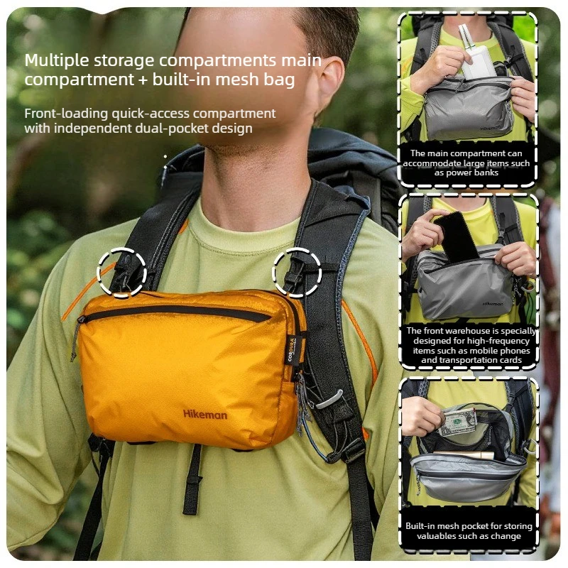 Outdoor Waist Bag Lightweight Waterproof Hiking Backpack External Expansion Chest Bag for Camping Travel
