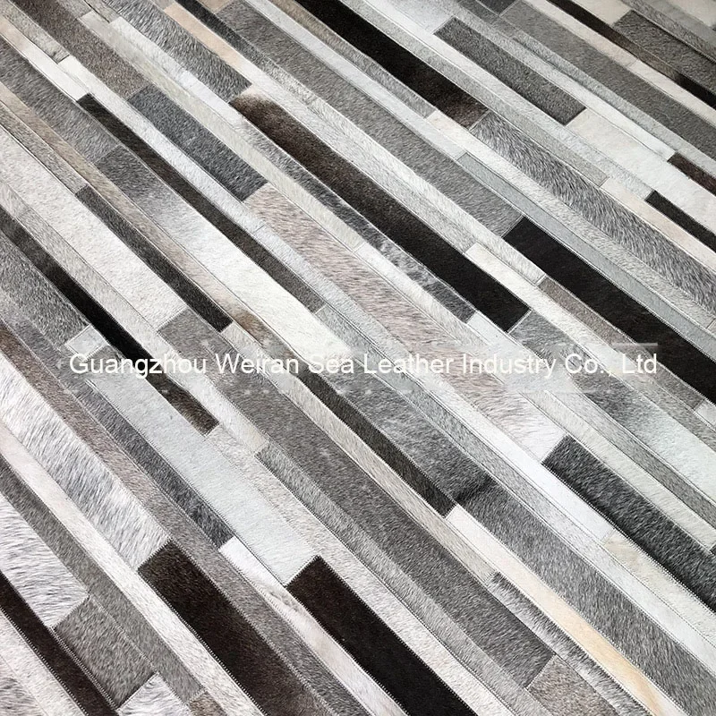 2026 Imported Natural Cowhide Patchwork Gray Carpet for Home Use for Bedrooms and Living Rooms Textiles & Leather Product