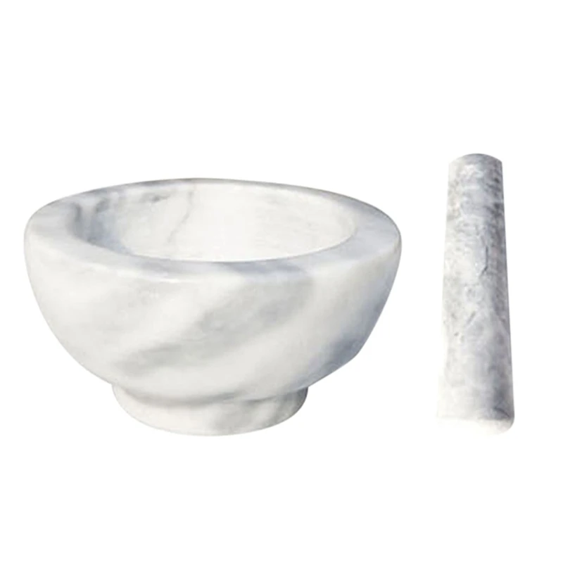 Hot Marble Mortar And Pestle Set Bowl With Spoon Seasoning & Spice Tools Marble Garlic Mortar Bowl For Pepper Grinder