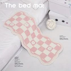 Home Bedroom Carpet Ins Wind Living Room Tea Table Carpets Pink Cute Lattice Girl Cloakroom Mat Thickened Non-slip Mat
