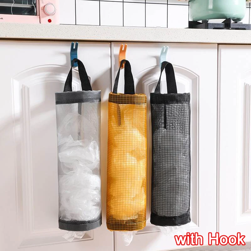 Home Grocery Bag Holder Wall Mount Plastic Bag Holder Dispenser Hanging Storage Trash Garbage Bag Kitchen Garbage Organizer