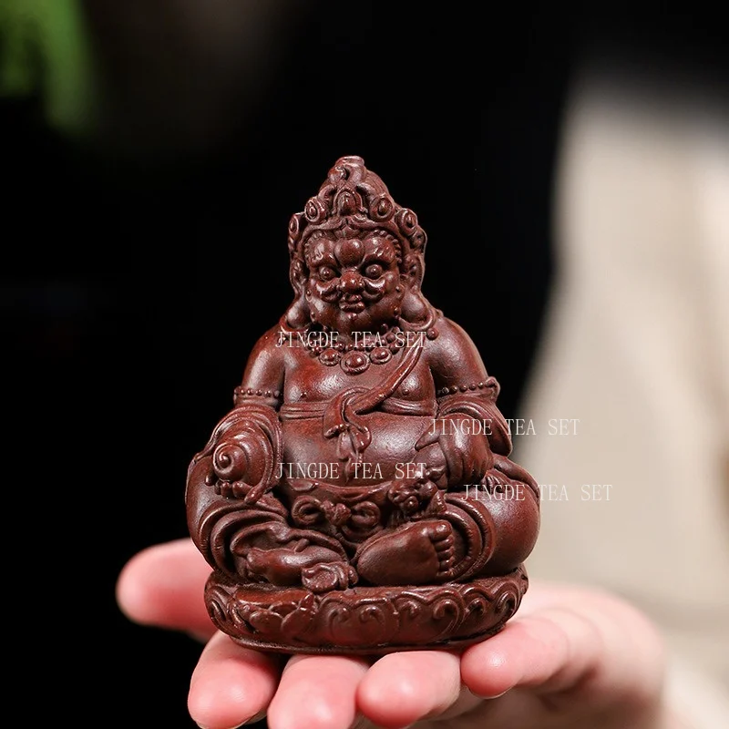Purple Clay God of Wealth Tea Pet Chinese Style Decor Accessories Desktop Tea Play Household Ornament Tea Ceremony Accessories