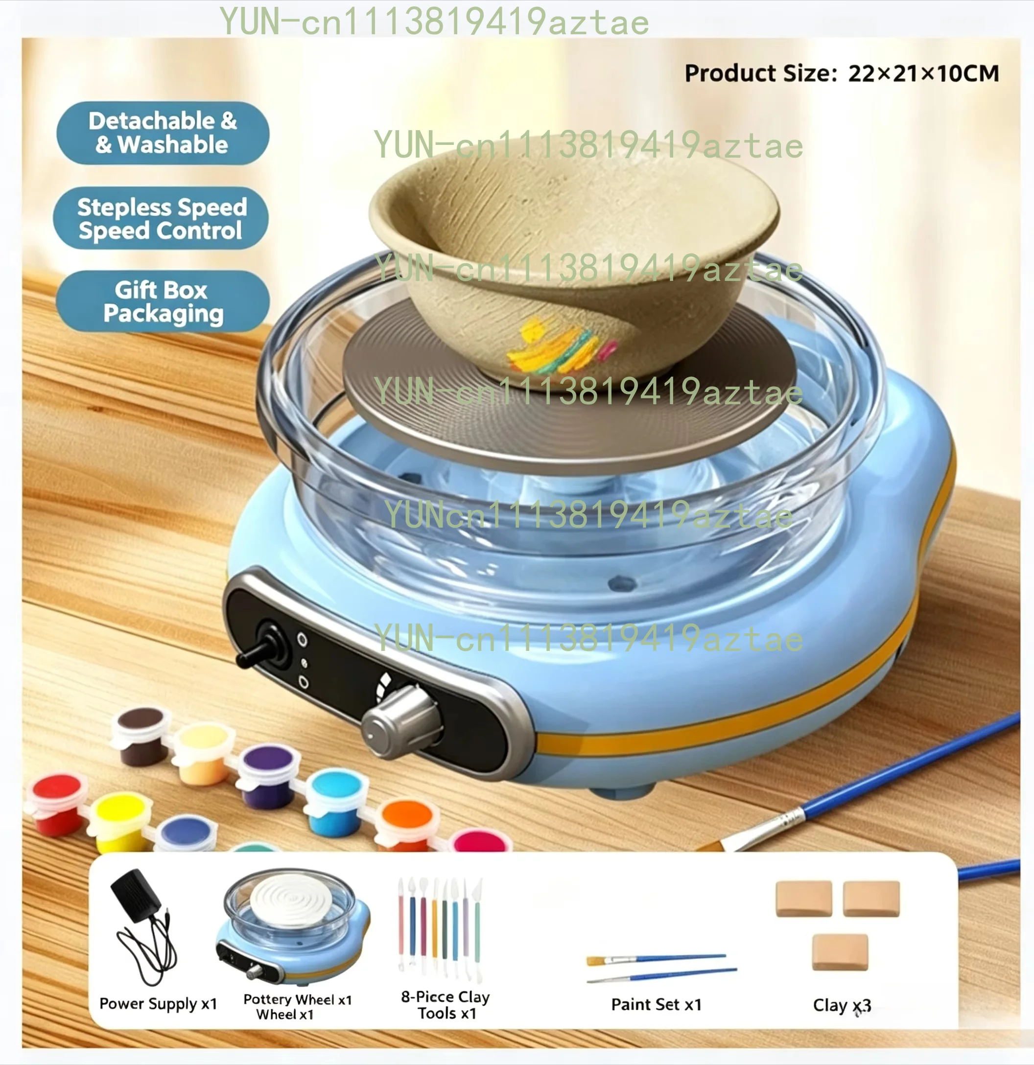 Mini Electric Pottery Wheel Kit for Kids & Adults, 4.7in Turntable Clay Art Machine with Speed Control, Detachable Design
