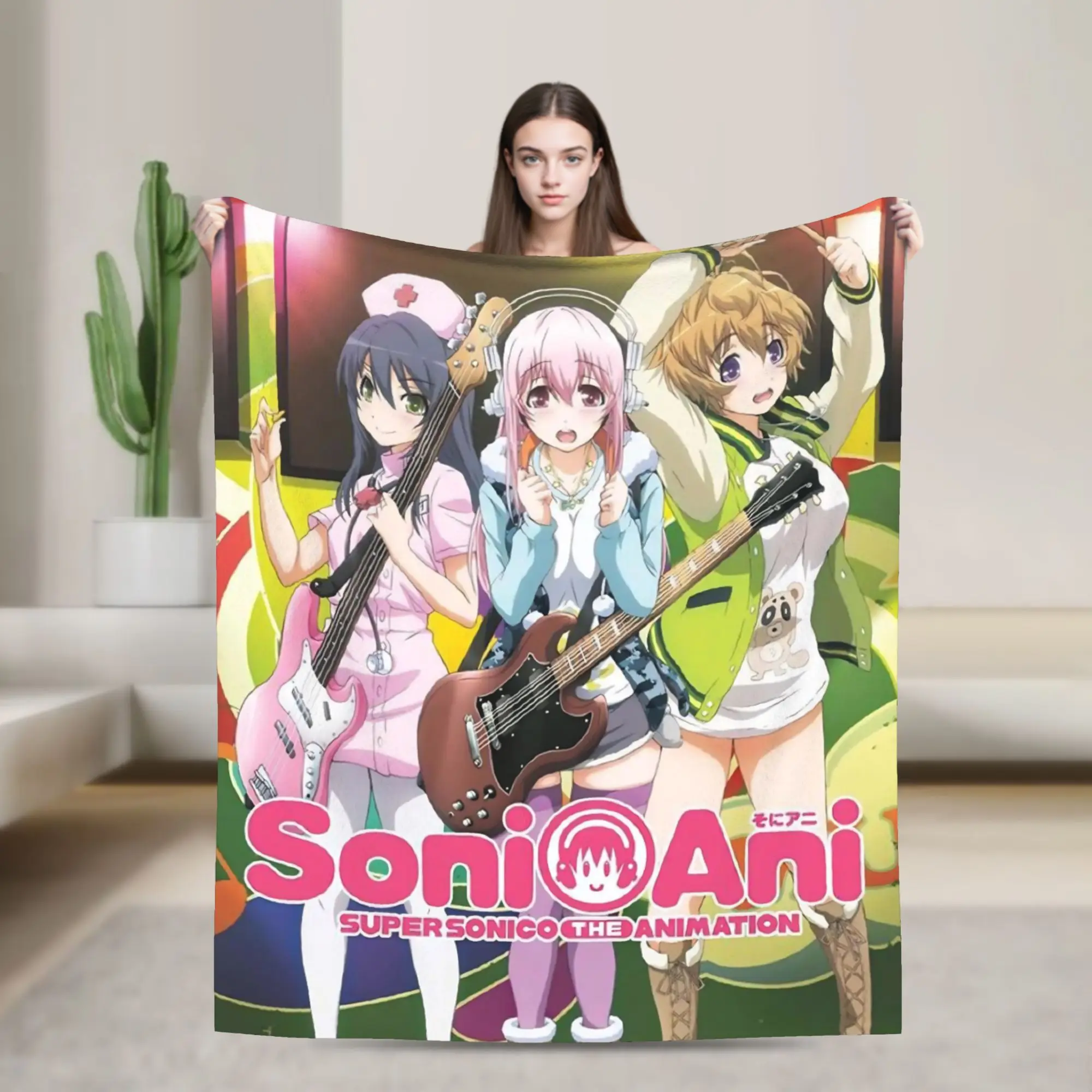 Manta de Anime Super Sonico Manga Kawaii polar impresionante manta cálida para decoración textil de cobertura