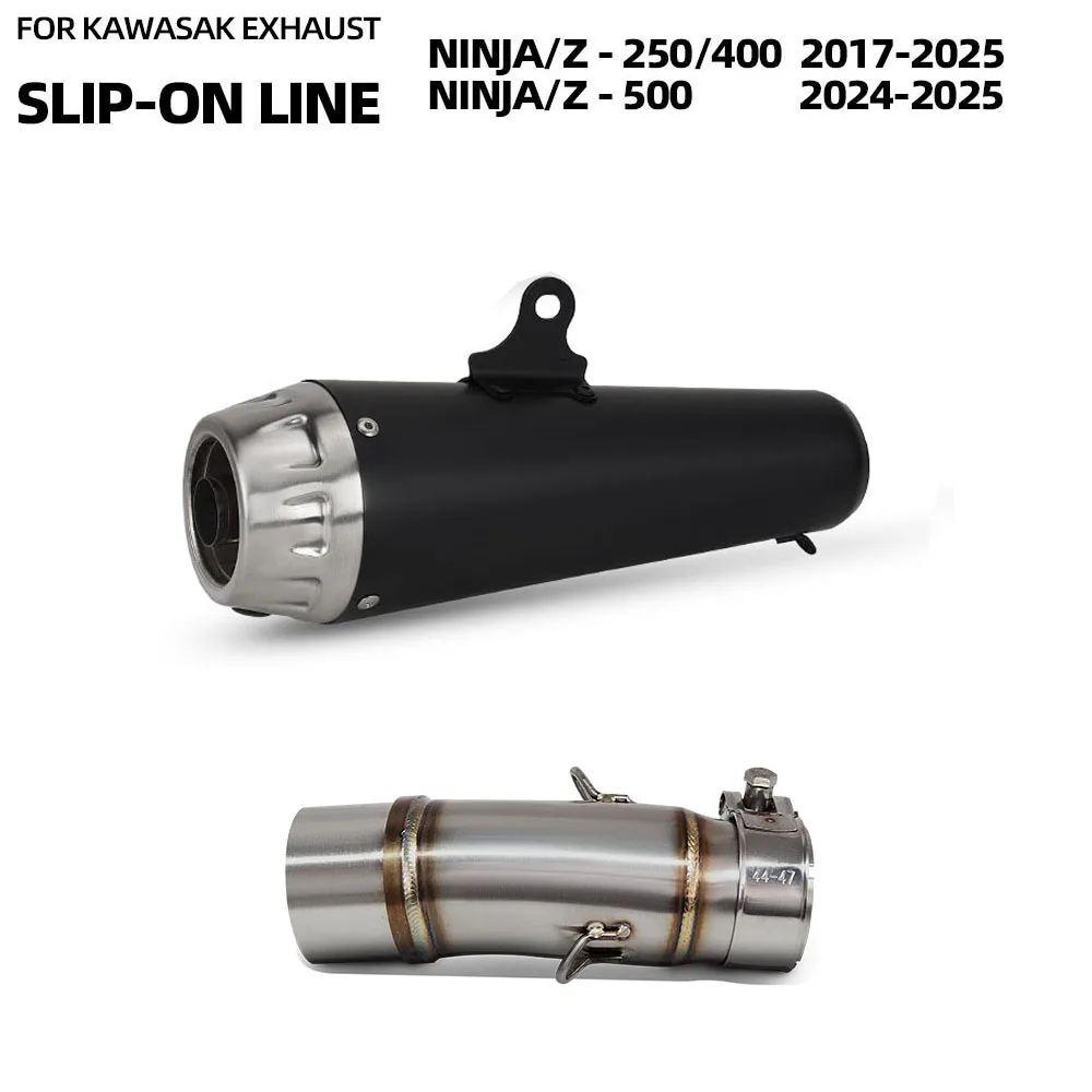 

Motorcycle Exhaust Slip On Line Kit Middle Pipe Muffler With DB Killer For Kawasaki Ninja 250/400/500 Z250 Z400 Z500 2017-2026