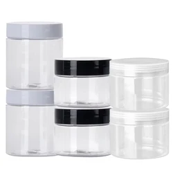 12Pcs 50/100/150/200/250ml Clear Plastic Jar and Lids Skincare Cosmetic Cream Jar Travel Set Refillable Bottles Storage Jars