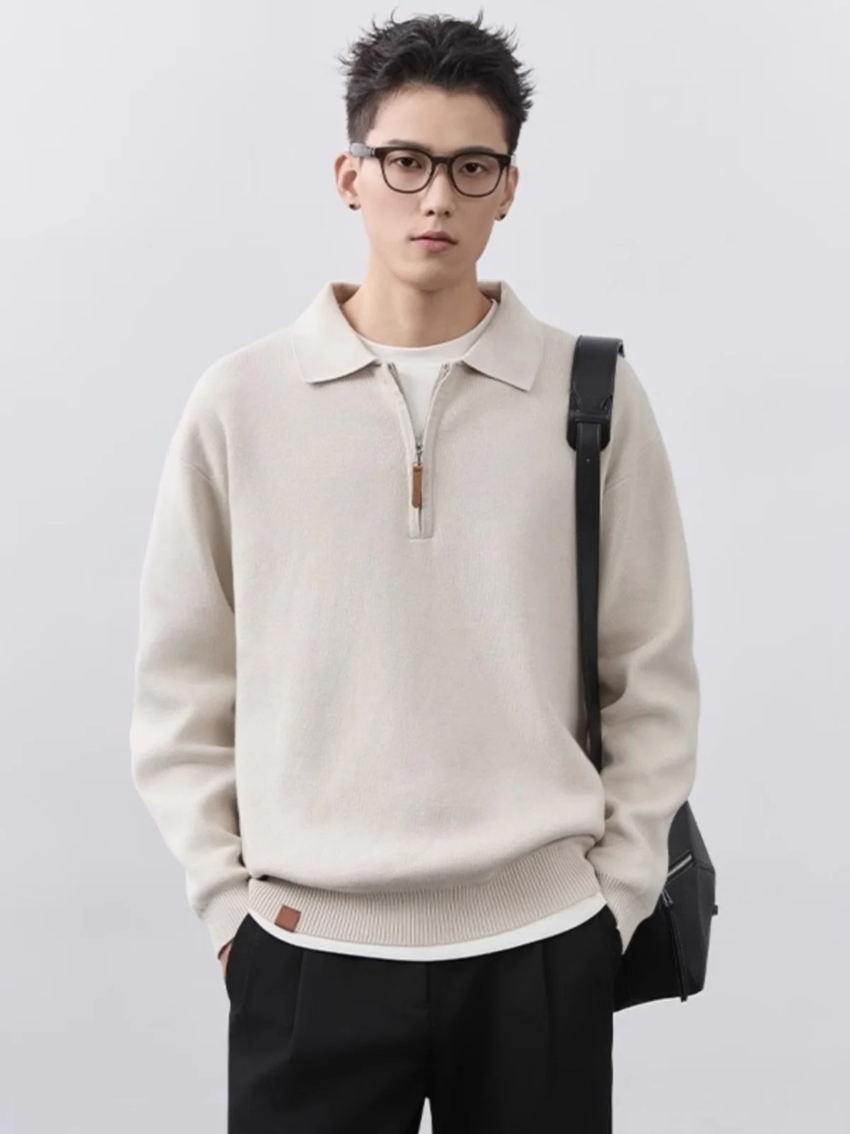 

Мужской свободный свитшот на молнии с длинным рукавом, вязаный свитер, модный, весенне-осенний, новый стиль, повседневная городская молодежная одежда