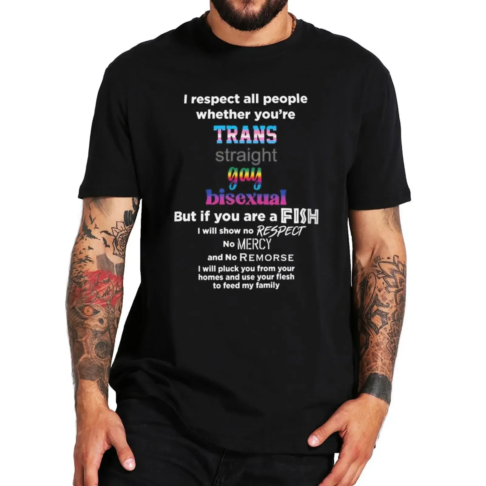 I Respect All People Whether You're Trans Straight Gay Bisexual Shirt Funny Fishing Jokes Tops 100% Cotton Unisex T-shirts