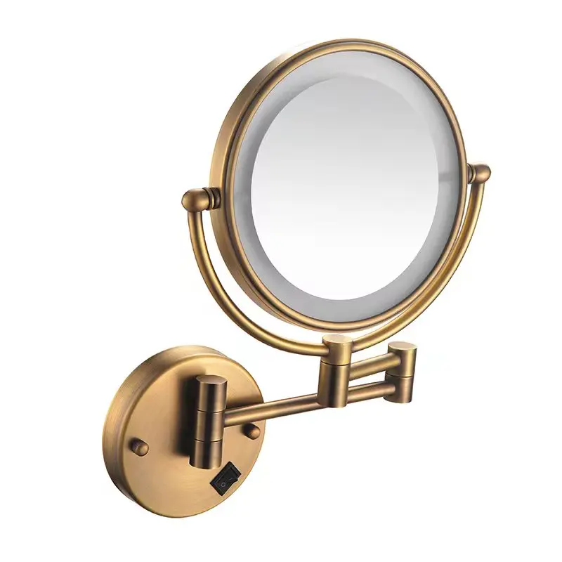 Modern magnifying glass with Light Emitting Diode Makeup Mirror Wall Mounted Foldable 3x Double Sided Illuminated Shaving Mirror