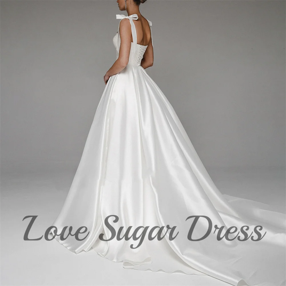 Exquisite Sweetheart Wedding Dresses Elegant A Line Long Bridal Gowns Sparkly Satin Back Lace Up Bride Dress vestidos de novia