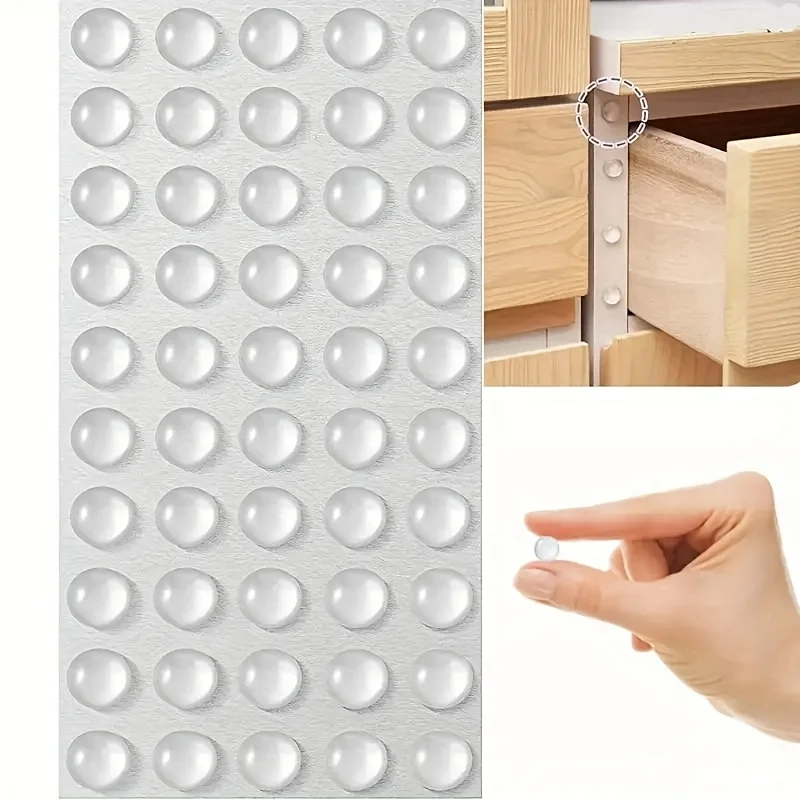 50/100 Self-Adhesive Rubber Bumpers - Silicone Furniture Pads, Door, Cabinet, and Drawer Bumper Protectors, No Power Required
