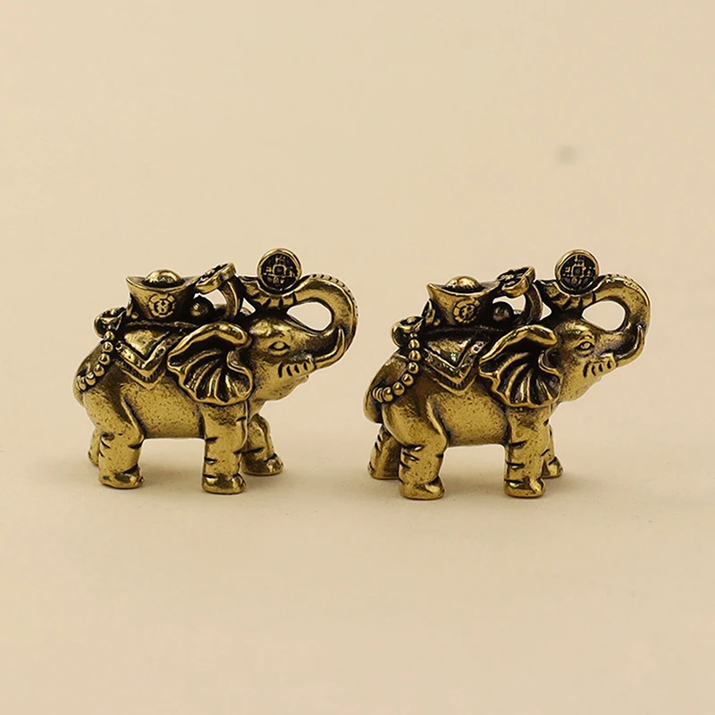 @*Brass Elephant Metal Figurines Auspicious Elephant Living Room Desk Decoration Mini Elephant Figurines Accessoires Miniatures