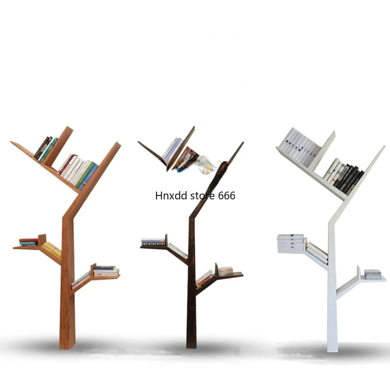 yj Creative Solid Wood Tree-Shaped Storage Rack Children's Bookcase Office Floor Simple Picture Book Rack