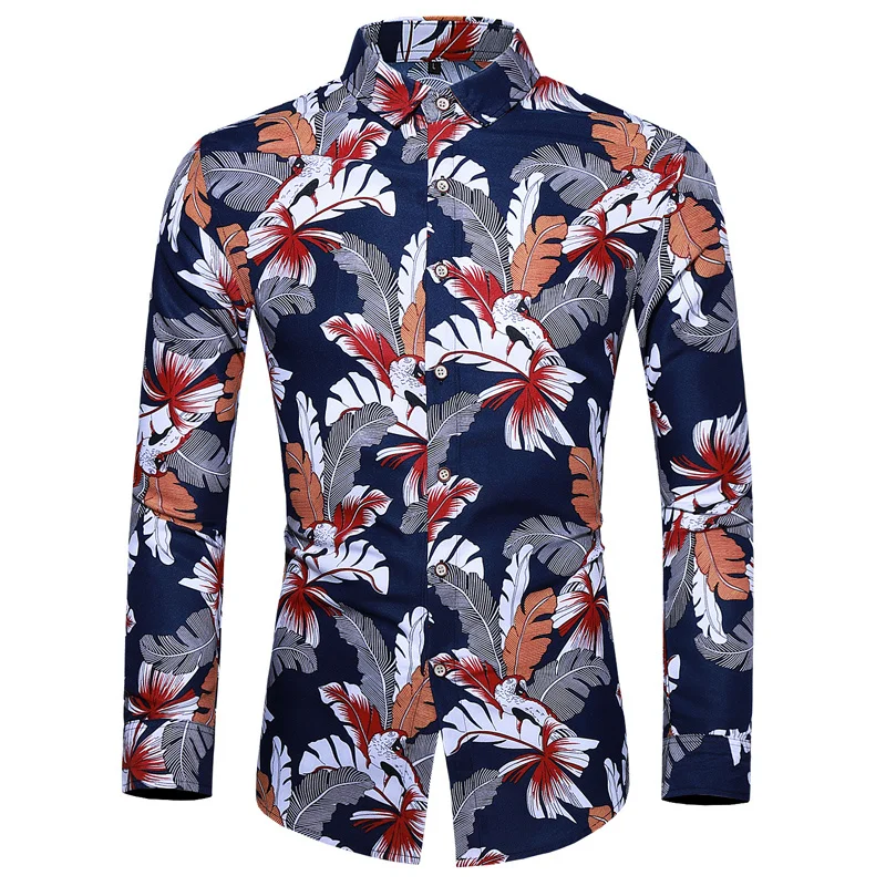 

Plus Size 5XL 6XL 7XL Men's Slim-Fit Long-Sleeve Flowers Button Shirt 2024 Spring Autumn New Square Collar Casual Shirts