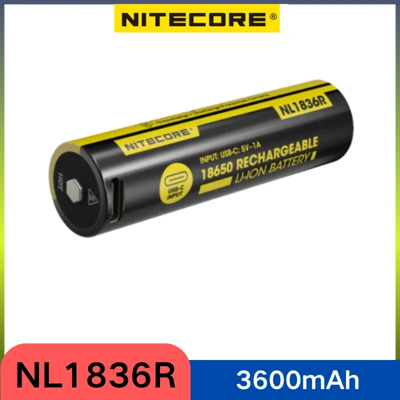 NITECORE NL1836R 3600mAh USB-C Rechargeable Li-ion Battery 18650 by CE certified