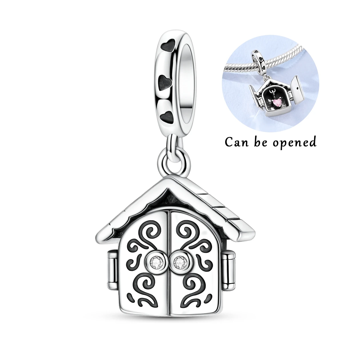 

Original Charm 925 Sterling Silver Pendant Openable Family House Fit Bracelet Making Woman Jewelry