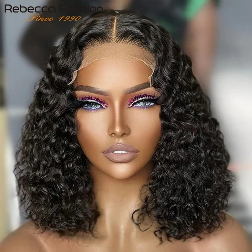 Peluca Bob corto, pelucas de cabello humano rizado Jerry para mujeres, peluca con malla frontal prearrancada 13x5x1 T, peluca con malla frontal transparente de pelo de bebé, peluca ondulada profunda