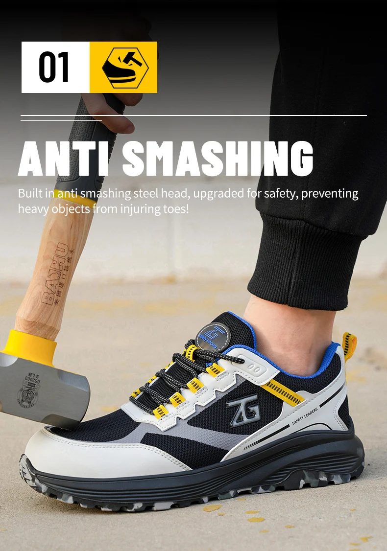 High-quality Work Sneakers For Men Safety Shoes European Standards Protective Shoes Puncture-Proof Steel Toe Shoes Work Boots