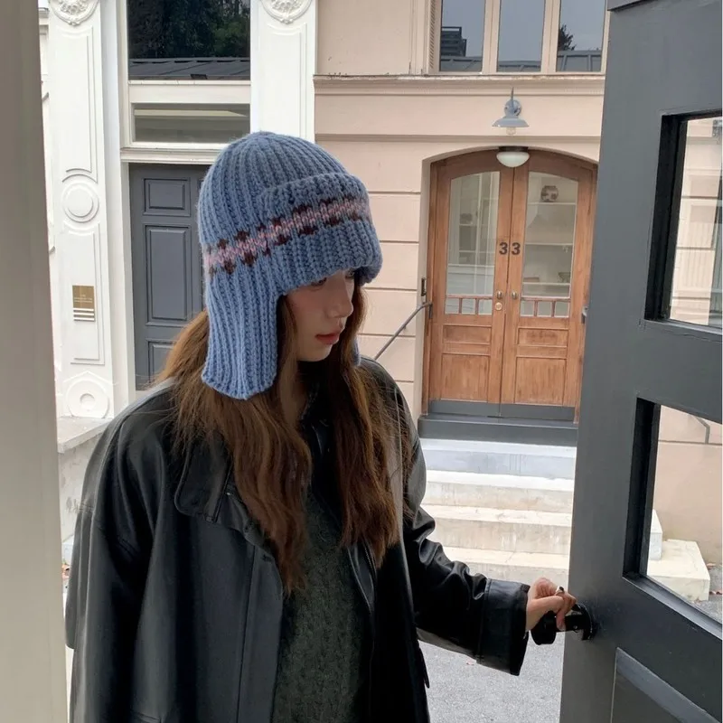 Unisex Oversized Knit Beanie Hat Ear Warm Outdoor Cap for Women And Men Fall Winter Collection 2026