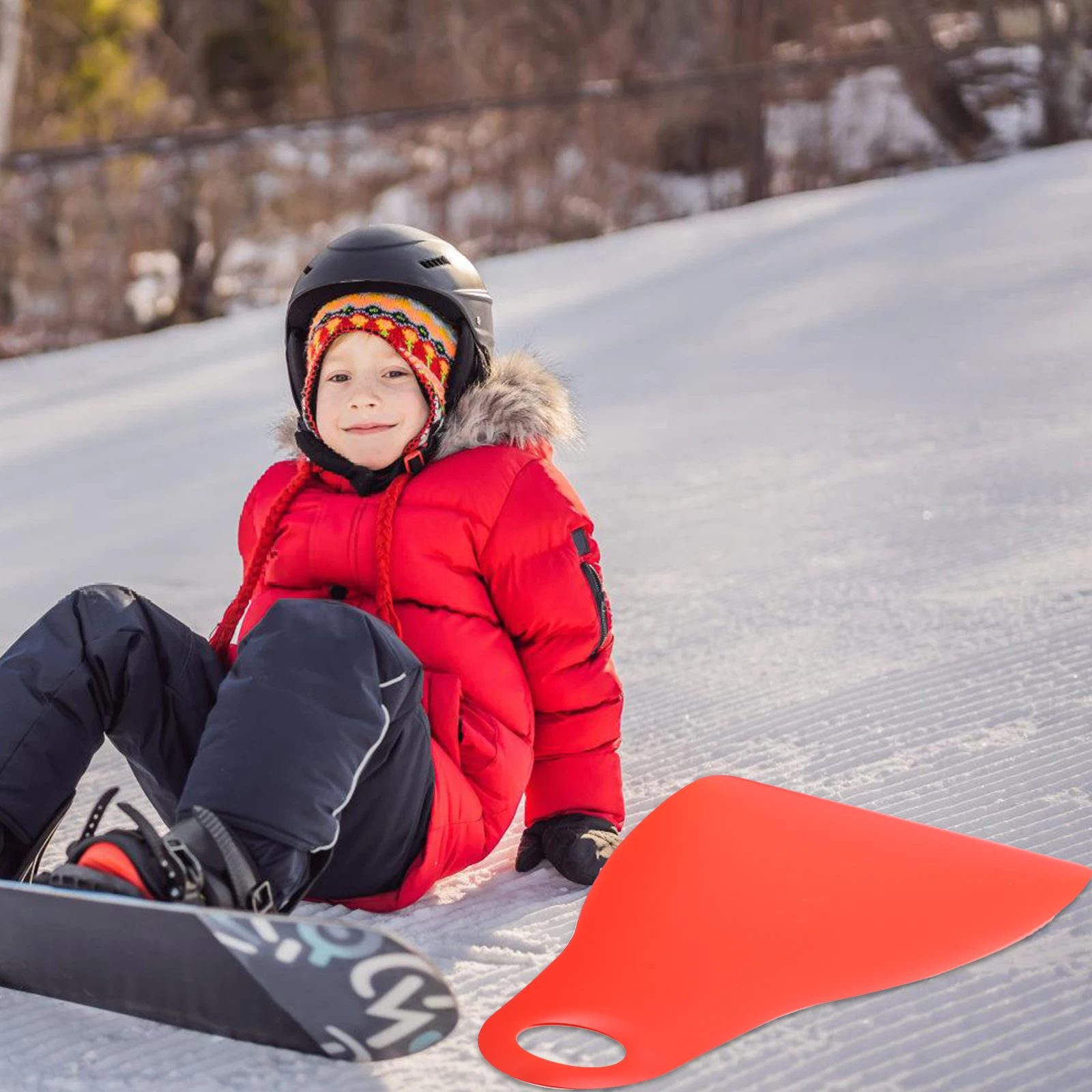 Plastic Foldable Sliding Grass Sheet Ski Board Red Durable Sturdy Kids Adults Winter Snow Sled Toy