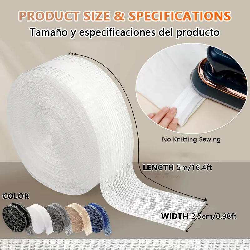 Self Adhesive Pants Hem Tape No Sew Iron on Trouser Edge Hemming Strip DIY Fabric Adhesive Tape for Quick Fix Jean Clothing image 2