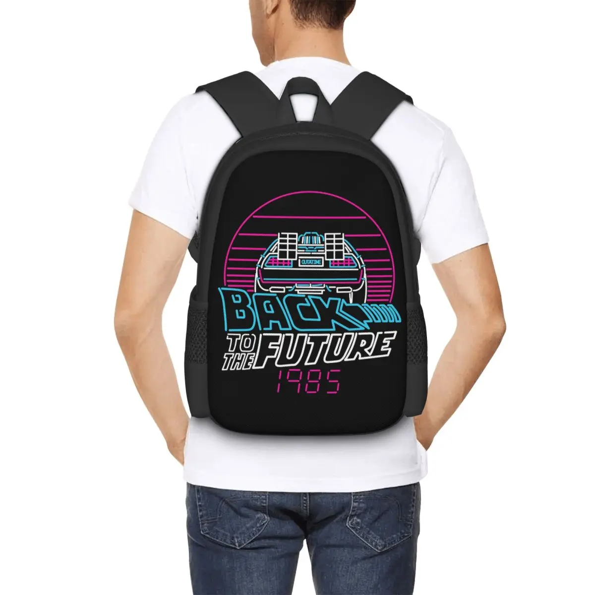 

Back To The Future 80s Delorean Future 1985 Student Backpack School Bag Hiking Travel Daypack for Fashion Bookbag Shoulder Bags