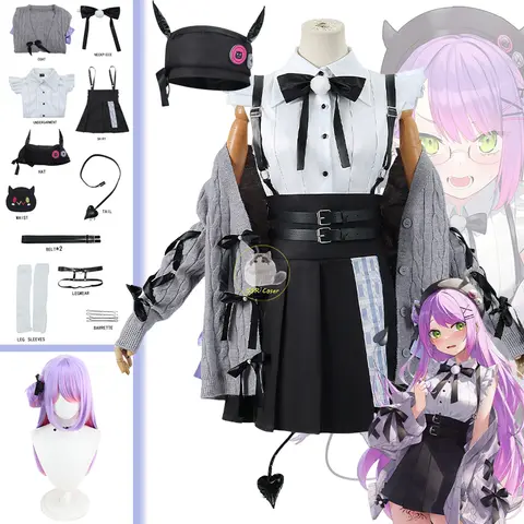 Disfraces de Cosplay de Anime Tokoyami Towa, YouTuber Virtual VTuber Hololive, uniforme, suéter, abrigo, peluca, juego de rol para fiesta de Halloween