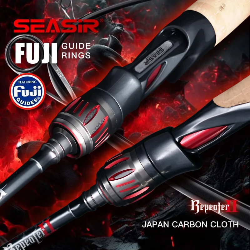 SEASIR REPEATER Fishing Rod FUJI-O Guide Rings Carbon High Sensitivity 2A Grade Cork Handle 6000G Drag Lure 5-28G Ultralight