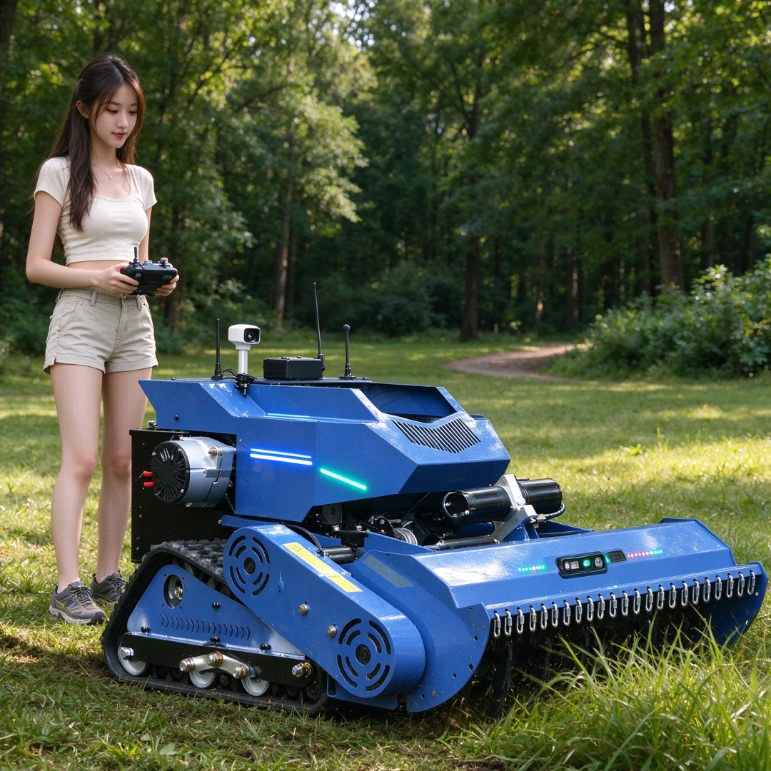 Customized lawn mower track type all terrain operation 80-120CM cutting width grass crusher online customer service