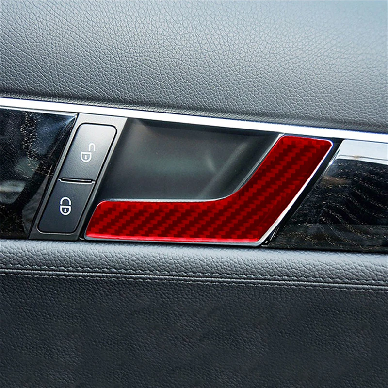 For Mercedes Benz W204 W205 W211 W203 C E GLA GLC 2007-2013 Carbon Fiber Stickers Inside Door Handle Car Interior Accessories