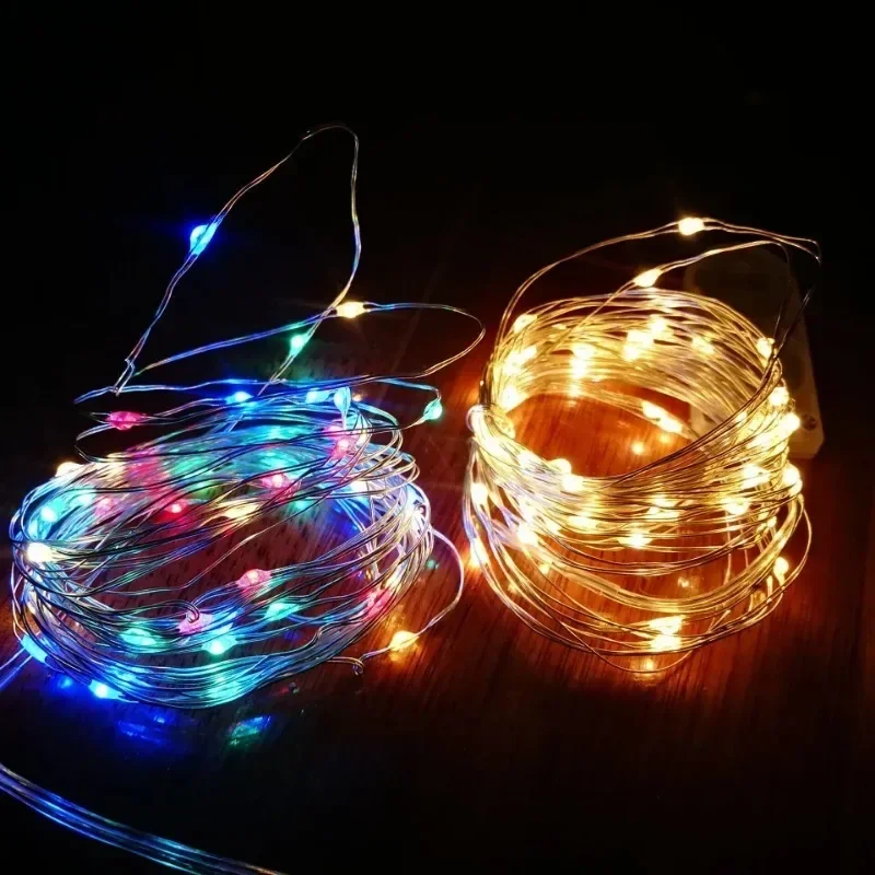 1m/10m/20/30m LED String Lights Copper Silver Wire Garland Light Waterproof Fairy Lights For Christmas Wedding Party Decoration