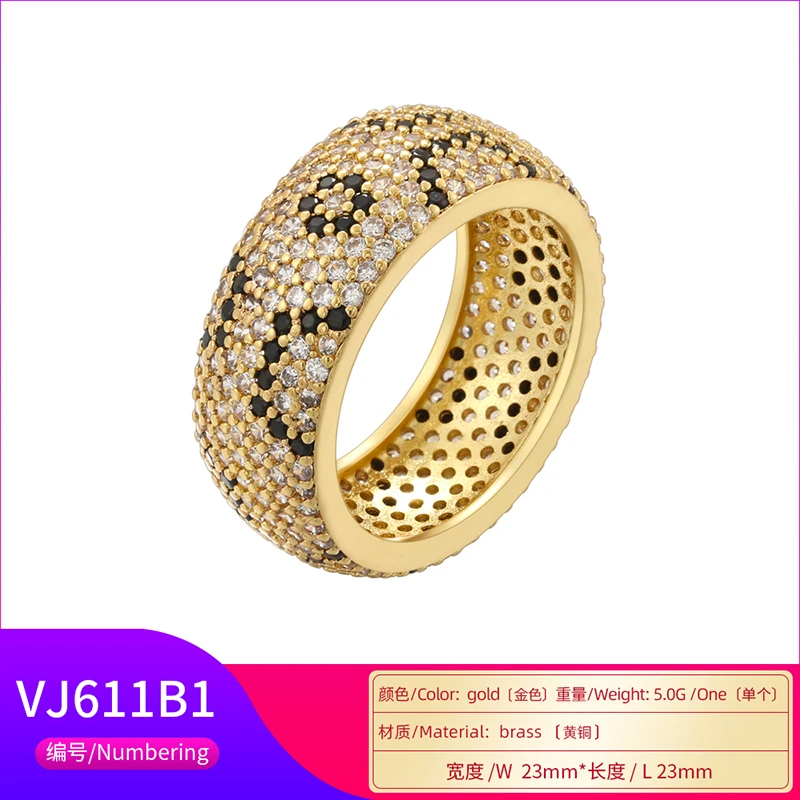 ZHUKOU 18K gold plated square circle ring with cubic zirconia motif for men and women, available in wholesale: VJ611 VJ612