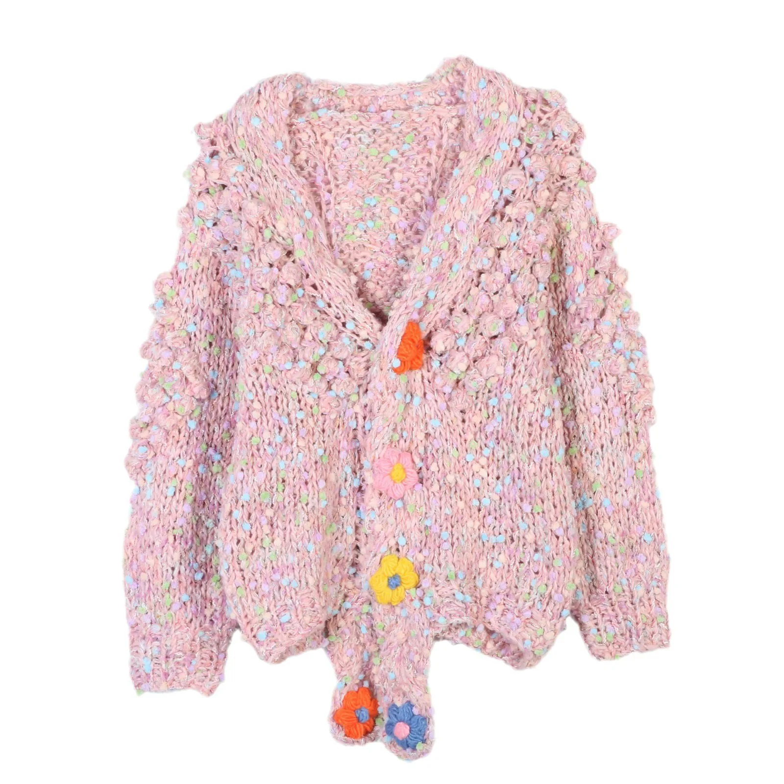 

Knitted cardigan jacket women Colorful Retro 2025 autumn/winter casual loose lazy V-neck long sleeved thick basic Simple