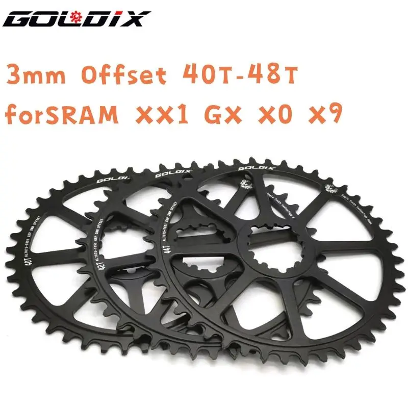 GOLDIX 3mm Offset 40T-48T MTB Narrow Wide Chainwheel forSRAM forGXP Bicycle Chainring 3 Bolts XX1 GX X0 X9 Crankset Bike Parts