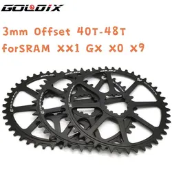 GOLDIX 3mm Offset 40T-48T MTB Narrow Wide Chainwheel forSRAM forGXP Bicycle Chainring 3 Bolts XX1 GX X0 X9 Crankset Bike Parts