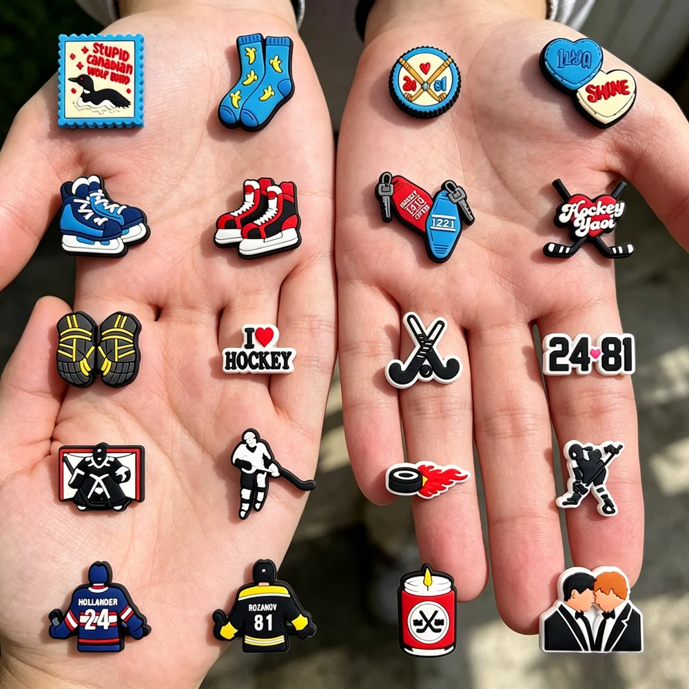 1-20Pcs Ice Hockey Character Adult PVC Garden Shoes Buckle Charms Canadian Sport Sandal Accessories DIY Fashion Bracelet