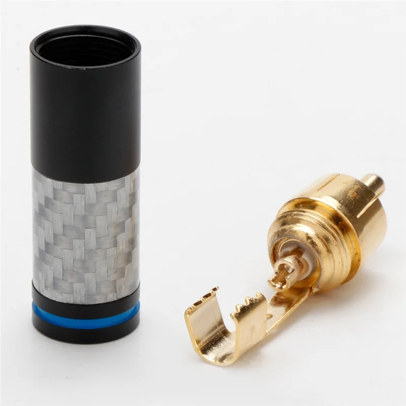 

4PCS Hifi Carbon Fiber RCA Connectors Gold Plated Plug Audio Connector RCA Plug Connector Power Speaker Plugs Connector