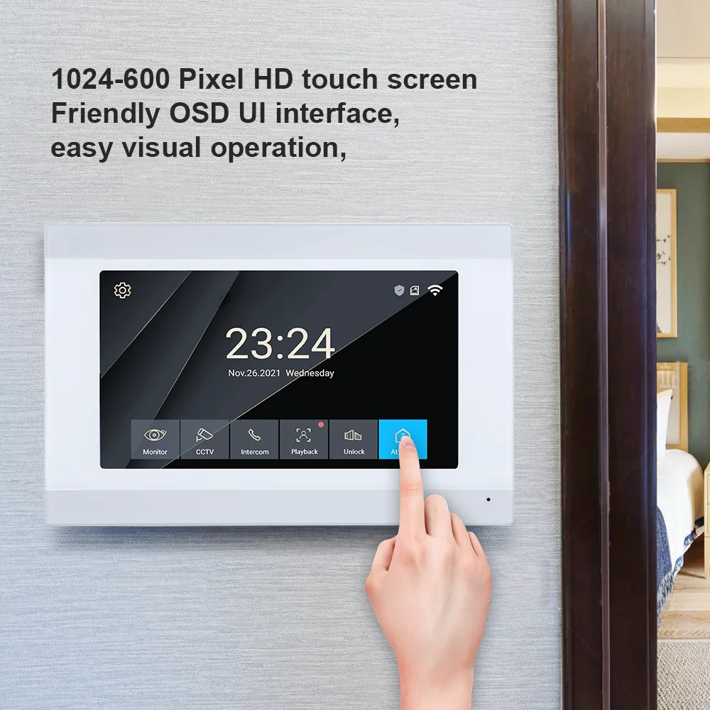 Tuya Smart Home WiFi Video Intercom, 7 Polegada Monitor, sistema de campainha, vídeo caseiro, telefone da porta com câmera, interfone para apartamento