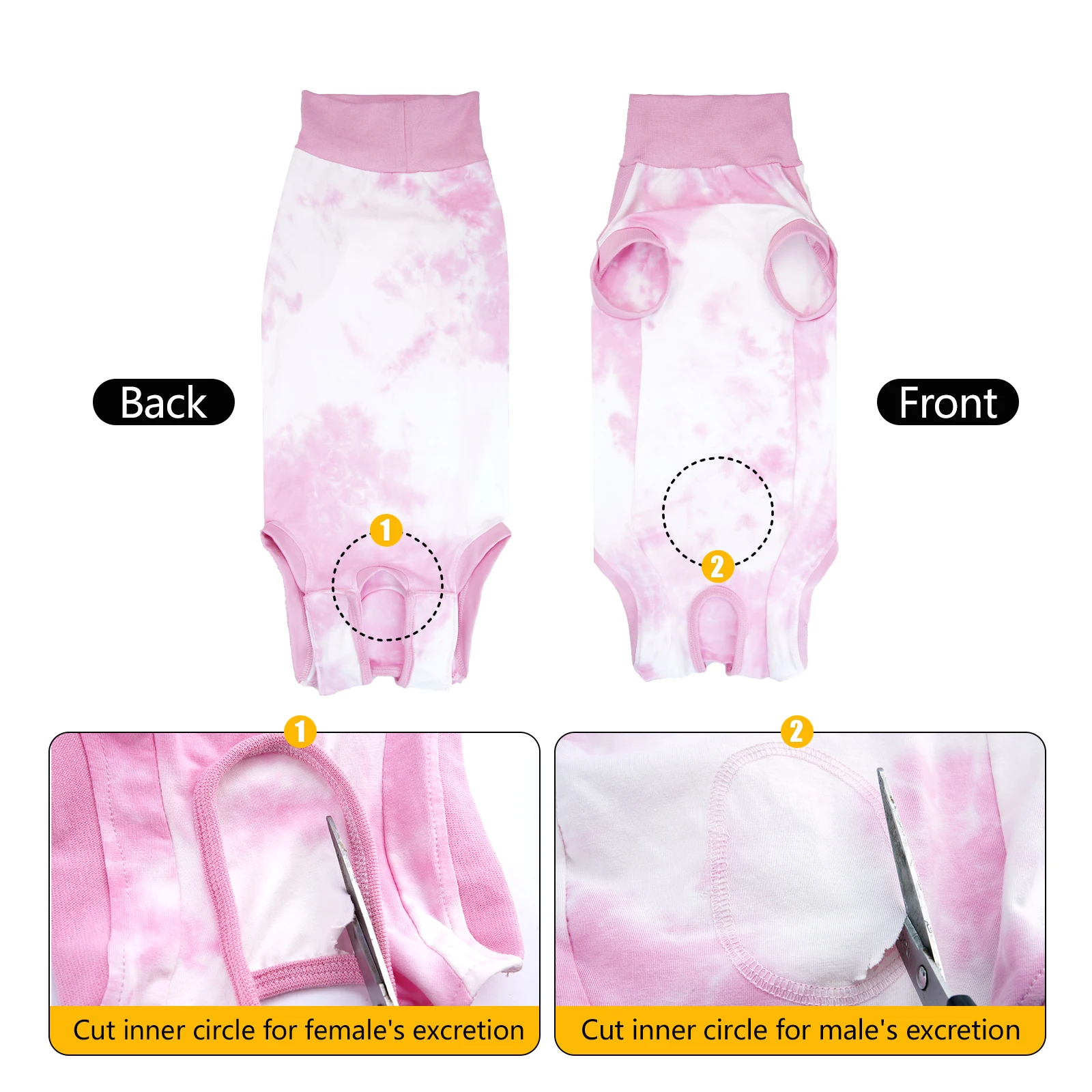 Tie Dye Sleeveless Dog Recovery Suit Soft Stretch High Collar Sterilization After Surgery Pet Bodysuit Anti Licking Wound Clothe