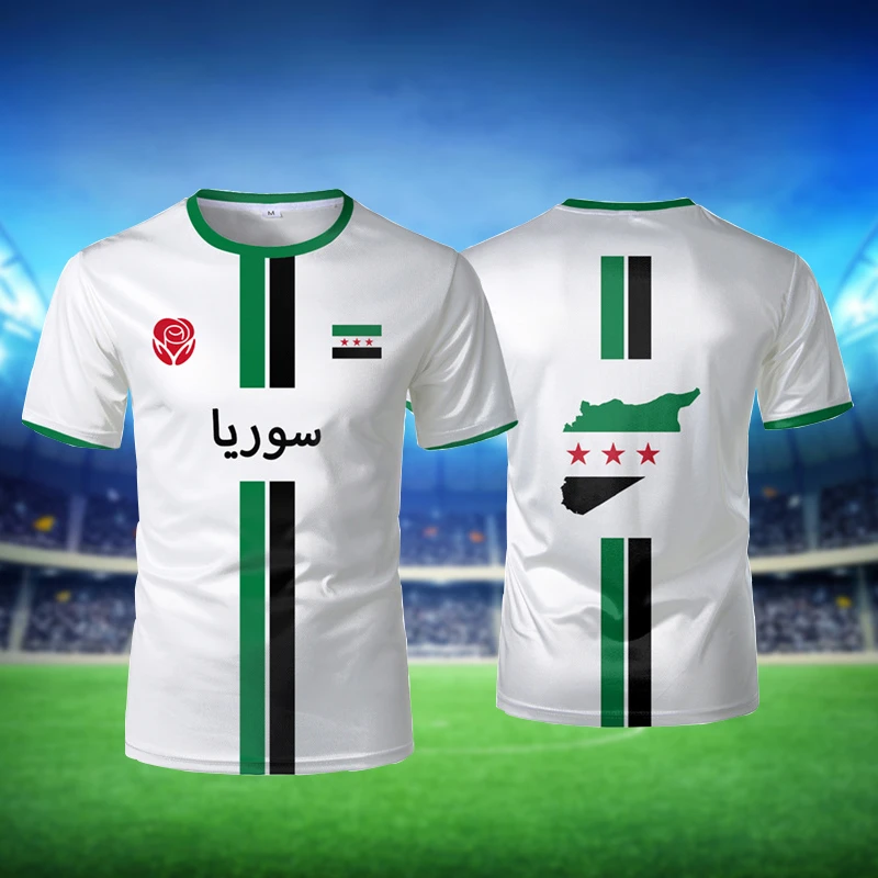 New Syria Football Jersey Men's Sports T-shirts Syrian Flag Graphic Street Oversized GYM Tops Casual Soccer T-shirts Kids Gifts